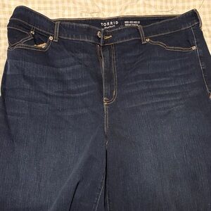 Wide leg dark wash jeans